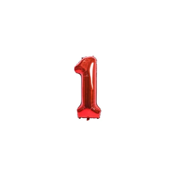 Parti Sürprizi Kırmızı 1 Rakam Folyo Balon 100 cm ürün görseli 1