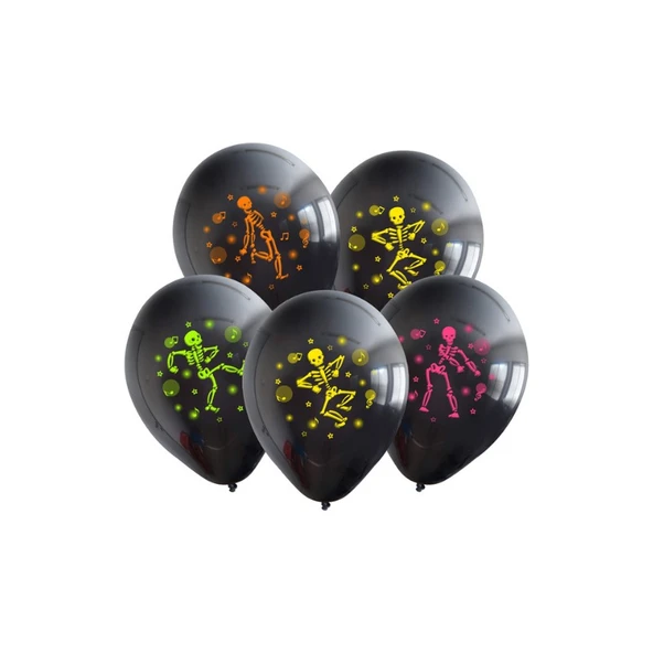 Parti Sürprizi Floresan Iskelet Latex Balon 10 Adet ürün görseli 1