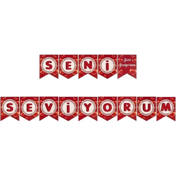 Parti Sürprizi Seni Seviyorum Banner Afiş Set ürün görseli 1
