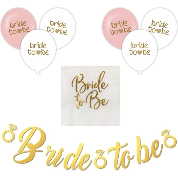 Parti Sürprizi Bekarlığa Veda Bride To Be Gold Banner Set ürün görseli 1