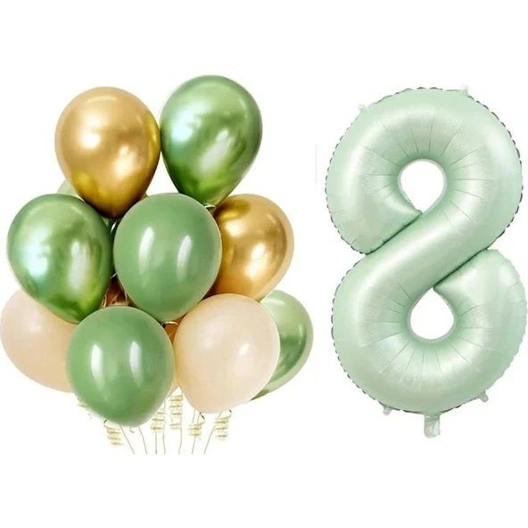 Parti Sürprizi Retro Su Yeşili 8 Yaş Latex Balon Set ürün görseli 1