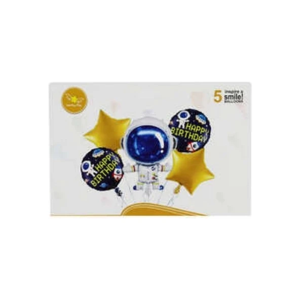 Parti Sürprizi Astronot Folyo Balon 5'li Set ürün görseli 1