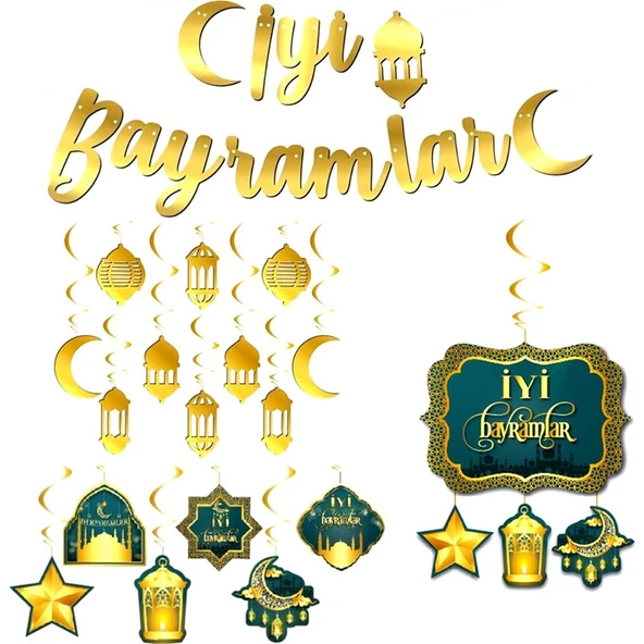 Parti Sürprizi Iyi Bayramlar Asma Süs Set ürün görseli 1