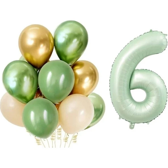 Parti Sürprizi Retro Su Yeşili 6 Yaş Latex Balon Set ürün görseli 1