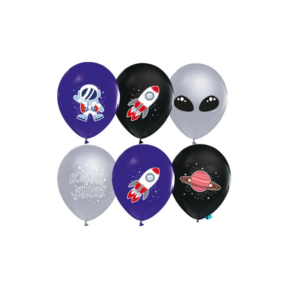 Parti Sürprizi Kozmik Galaksi Uzay Teması Latex Balon 10 Adet ürün görseli 1
