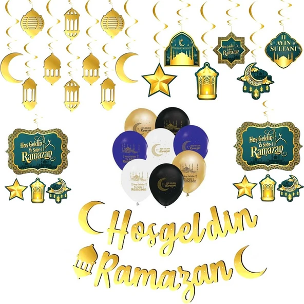 Parti Sürprizi Hoş Geldin Ya Şehri Ramazan Tavan Asma Süs Set ürün görseli 1