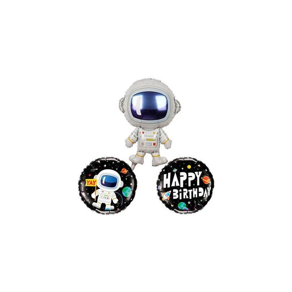Parti Sürprizi Astronot Folyo Balon Seti Pakette 3 Adet ürün görseli 1