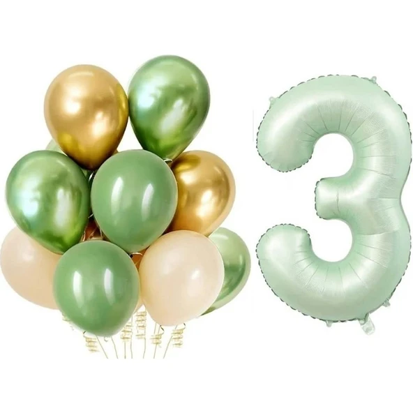 Parti Sürprizi Retro Su Yeşili 3 Yaş Latex Balon Set ürün görseli 1
