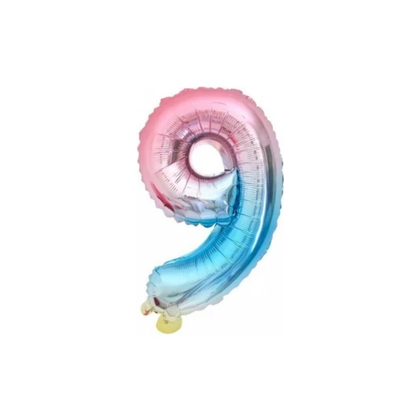 Parti Sürprizi 9 Rakam Gökkuşağı Folyo Balon ürün görseli 1