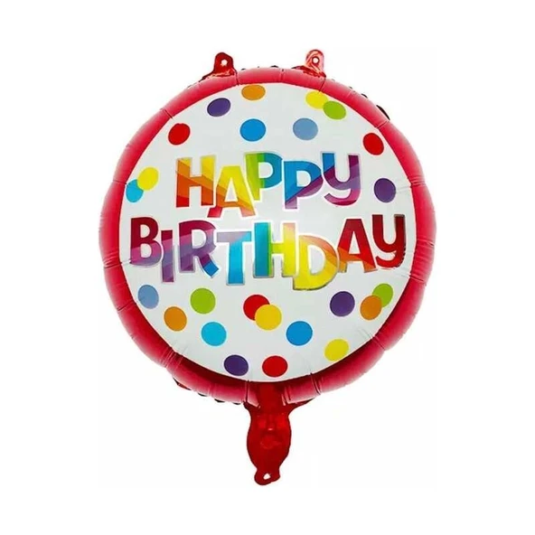 Parti Sürprizi Happy Birthday Kırmızı Puanlı Folyo Balon ürün görseli 1