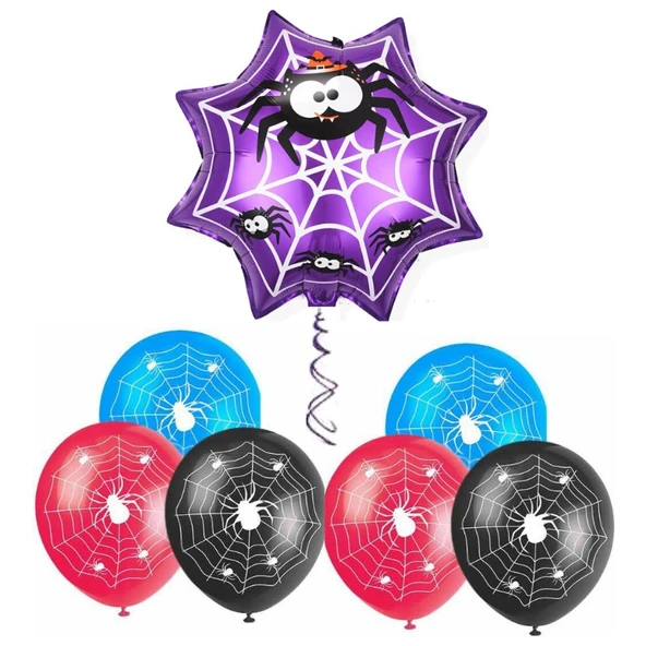 Parti Sürprizi Cadılar Bayramı Örümcek Ağı Folyo Balon Set ürün görseli 1