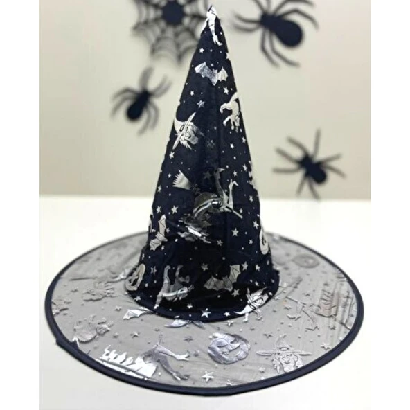 Parti Sürprizi Halloween Cadılar Bayramı Yetişkin Gümüş Renk Şapka ürün görseli 1