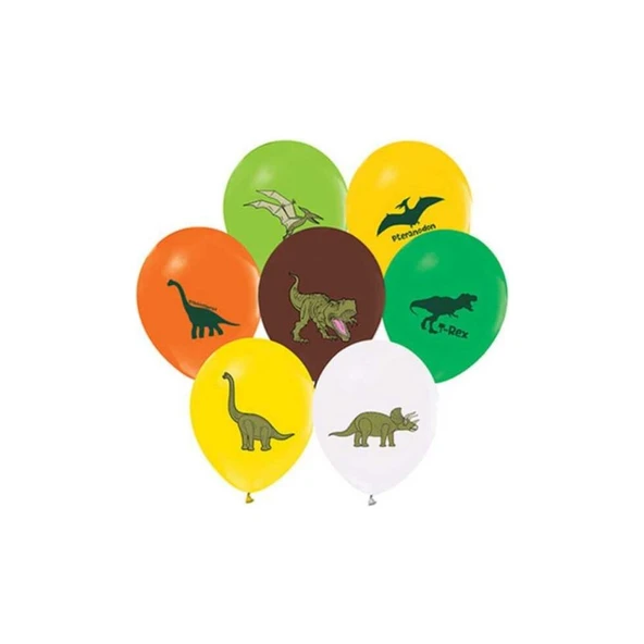 Parti Sürprizi Dinozorlar Karışık Renk Latex Balon 10 Adet ürün görseli 1