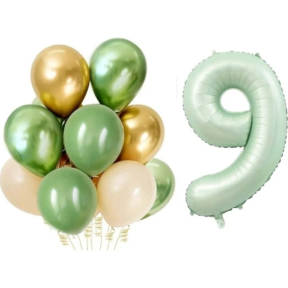 Parti Sürprizi Retro Su Yeşili 9 Yaş Latex Balon Set ürün görseli 1