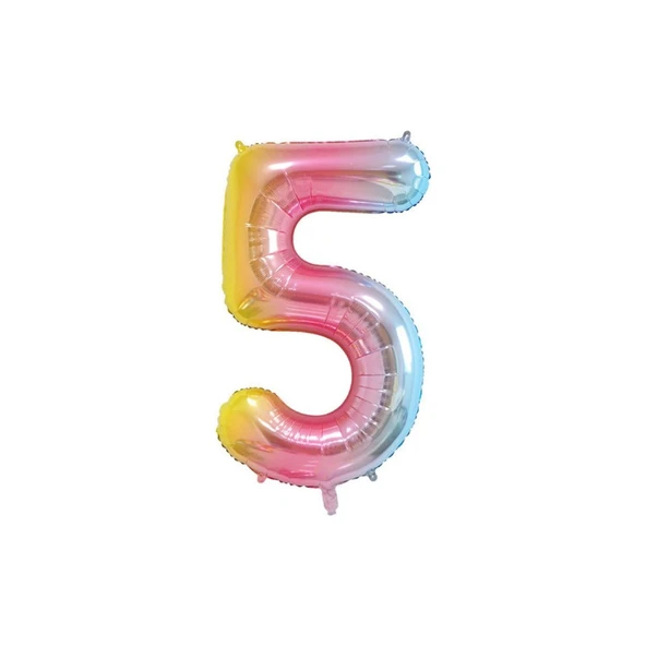 Parti Sürprizi 5 Rakam Gökkuşağı Folyo Balon ürün görseli 1
