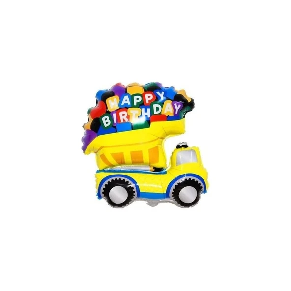 Parti Sürprizi Iş Makinesi Kamyon Happy Birthday Folyo Balon ürün görseli 1