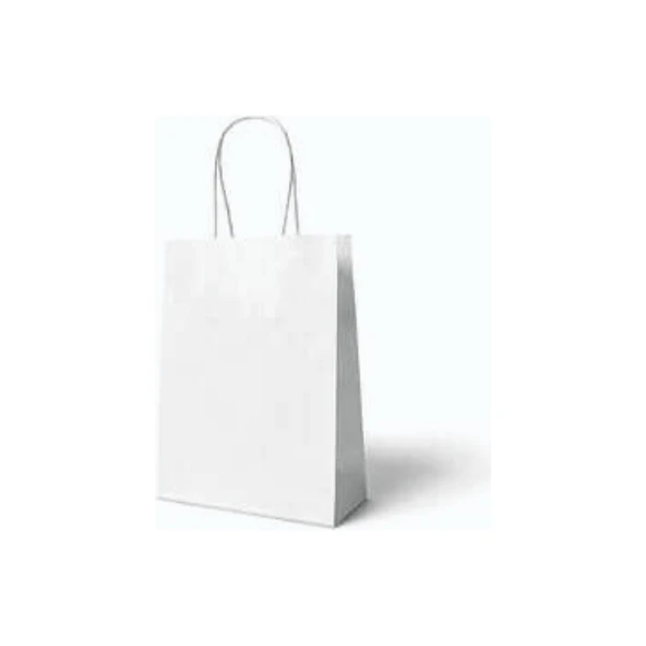 Parti Sürprizi Beyaz Büküm Saplı 6 Adet Hediye Çantası 22 x 24 cm ürün görseli 1