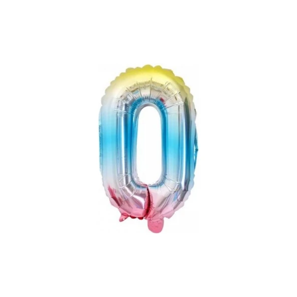 Parti Sürprizi 0 Rakam Gökkuşağı Folyo Balon ürün görseli 1