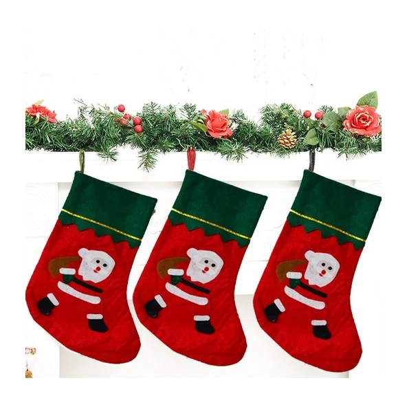 Parti Sürprizi Yeni Yıl Çam Ağacı ve Şömine Dekoru Noel Baba Hediyelik Çorap ürün görseli 1