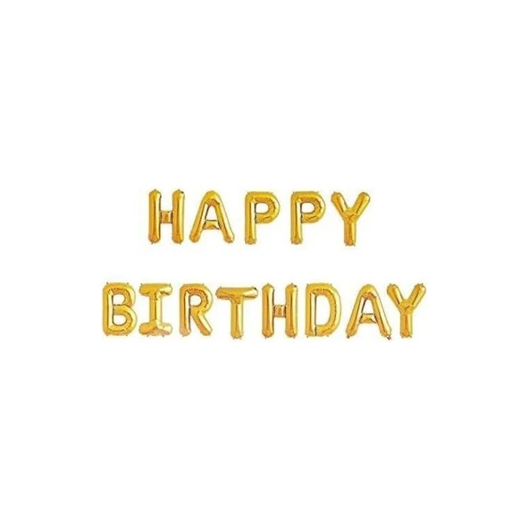 Parti Sürprizi Happy Birthday Altın Harfler Folyo Balon ürün görseli 1
