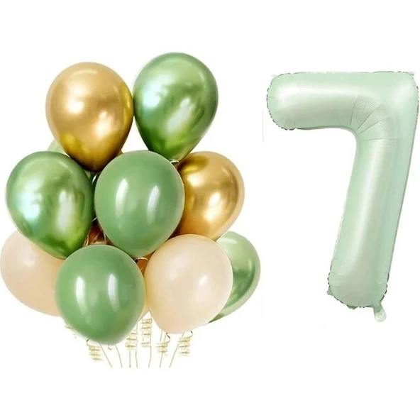 Parti Sürprizi Retro Su Yeşili 7 Yaş Latex Balon Set ürün görseli 1