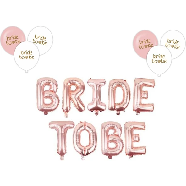 Parti Sürprizi Rose Gold Bride To Be Folyo Balon Seti ürün görseli 1