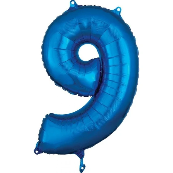 Parti Sürprizi Mavi Renk 9 Rakam Folyo Balon 100 cm ürün görseli 1