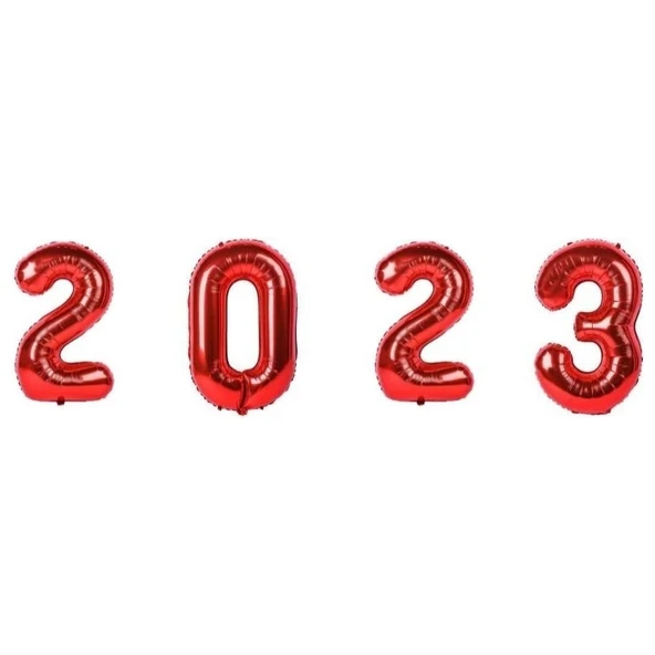 Parti Sürprizi Yılbaşı Partisi Kırmızı 2023 Folyo Balon Set ürün görseli 1
