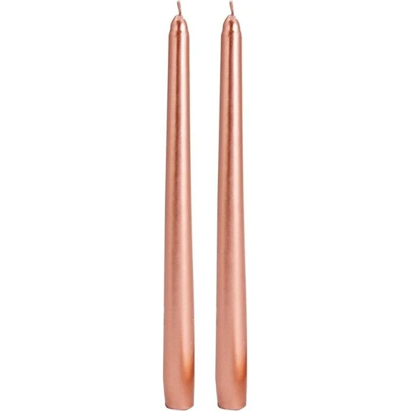 Parti Sürprizi Rose Gold Metalik Parlak 2 Li Şamdan Uzun Mum ürün görseli 1