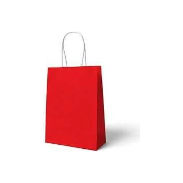 Parti Sürprizi Kırmızı Büküm Saplı 6 Adet Hediye Çantası 22 x 24 cm ürün görseli 1