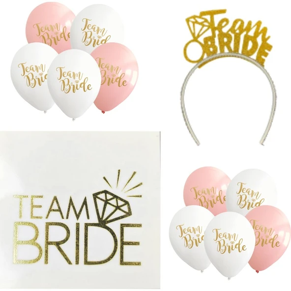 Parti Sürprizi Team Bride Balonlu Gold Set ürün görseli 1