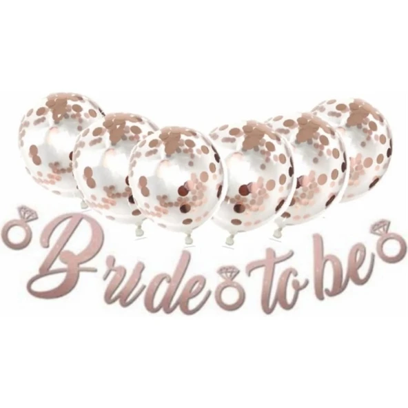 Parti Sürprizi Bride To Be Rose Gold Balonlu Kaligrafi Banner Set ürün görseli 1