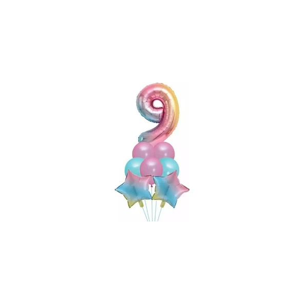 Parti Sürprizi Unicorn Rainbow 9 Yaş Folyo Balon Set ürün görseli 1