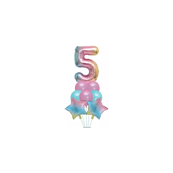 Parti Sürprizi Unicorn Rainbow 5 Yaş Folyo Balon Set ürün görseli 1