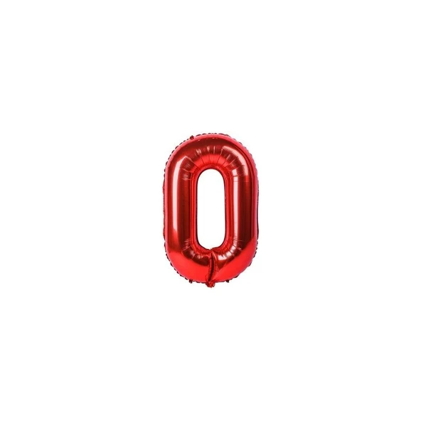 Parti Sürprizi Kırmızı 0 Rakam Folyo Balon 100 cm ürün görseli 1