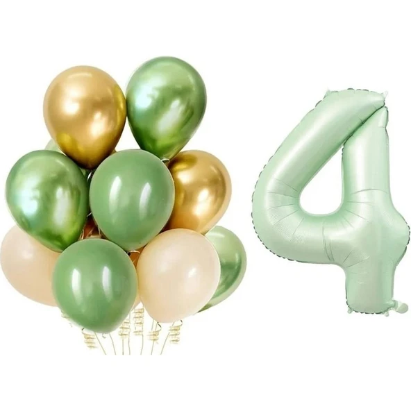 Parti Sürprizi Retro Su Yeşili 4 Yaş Latex Balon Set ürün görseli 1