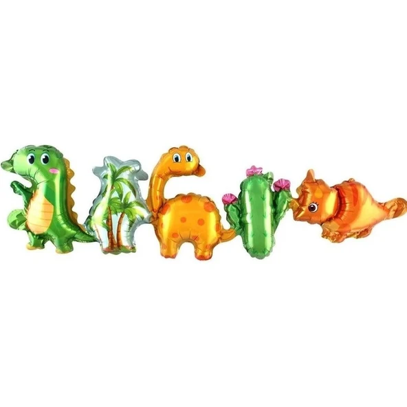 Parti Sürprizi Sevimli Dinozor Folyo Balon 5 Li Set ürün görseli 1