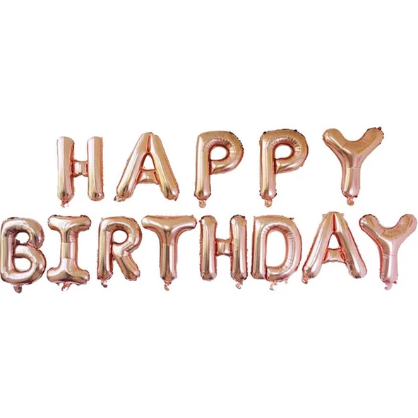 Parti Sürprizi Rose Gold Happy Birthday Folyo Balon ürün görseli 1