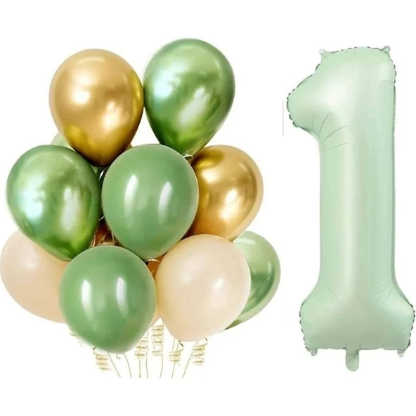 Parti Sürprizi Retro Su Yeşili 1 Yaş Latex Balon Set ürün görseli 1