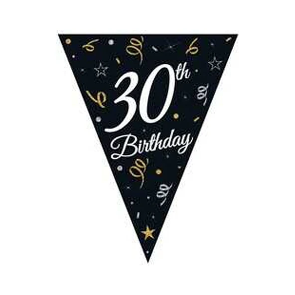 Parti Sürprizi Pırıltılı Happy Bırthday Teması 30 Yaş Bayrak Afiş ürün görseli 1