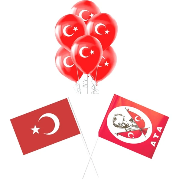 Parti Sürprizi Ay Yıldız Türk Bayrağı Balonlu Set ürün görseli 1