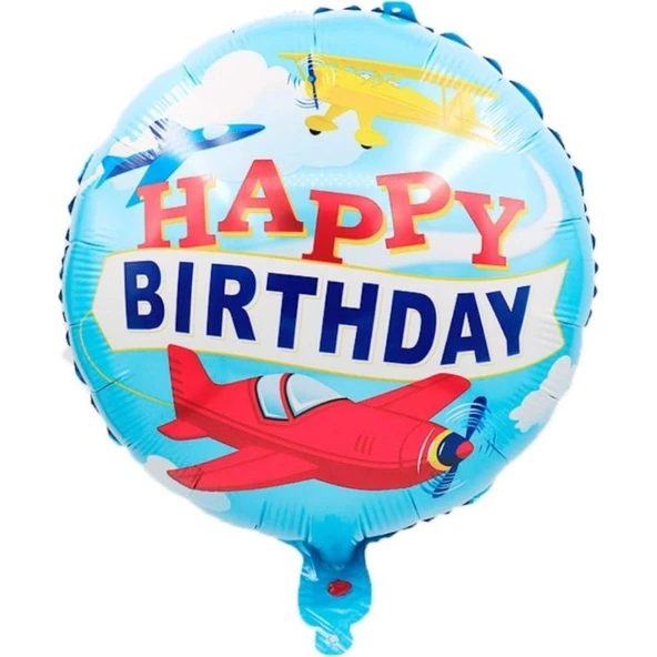 Parti Sürprizi Uçak Happy Birthday Folyo Balon 1 Adet ürün görseli 1