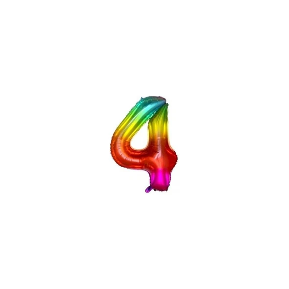 Parti Sürprizi Gökkuşağı Folyo Balon 4 Rakamı 100 cm ürün görseli 1