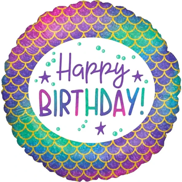 Parti Sürprizi Deniz Kızı Happy Birthday Folyo Balon ürün görseli 1