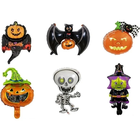 Parti Sürprizi Cadılar Bayramı Mini Shap Folyo Balon 6 Lı Set ürün görseli 1