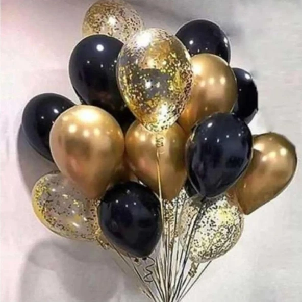 Parti Sürprizi Gece Mavisi Gold Konfetili Latex Balon Set ürün görseli 1