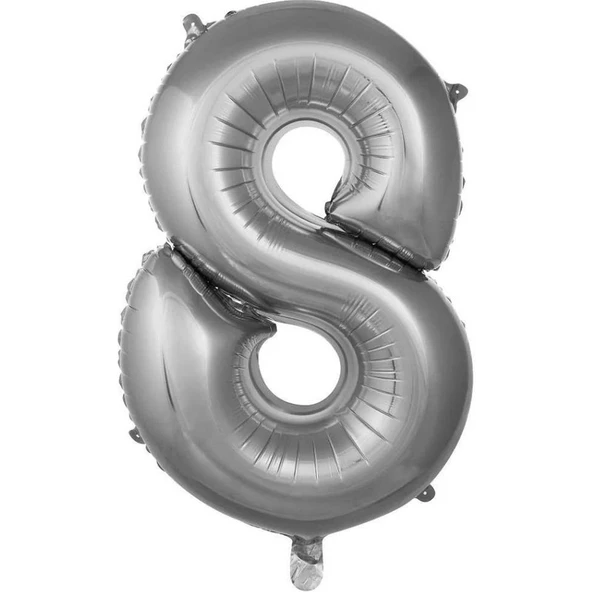 Parti Sürprizi Gümüş 8 Rakam Folyo Balon 36 cm 1 Adet ürün görseli 1