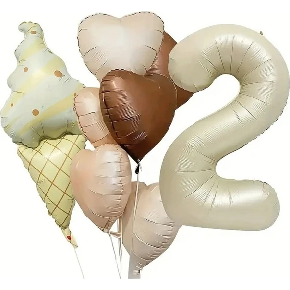 Parti Sürprizi Retro Dondurma Kalp 2 Yaş Folyo Balon Set ürün görseli 1