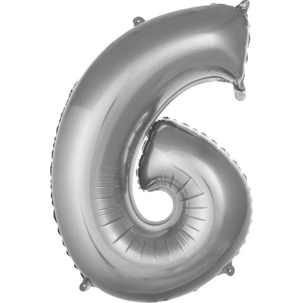 Parti Sürprizi Gümüş 6 Rakam Folyo Balon 36 cm 1 Adet ürün görseli 1