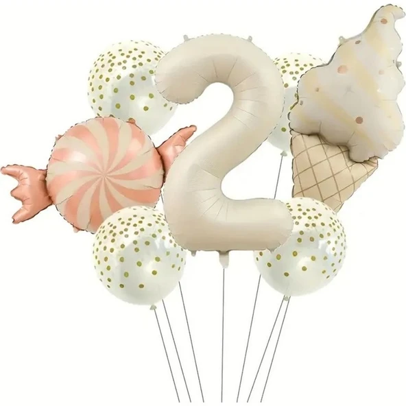 Parti Sürprizi Retro Dondurma Şeker 2 Yaş Folyo Balon Set ürün görseli 1